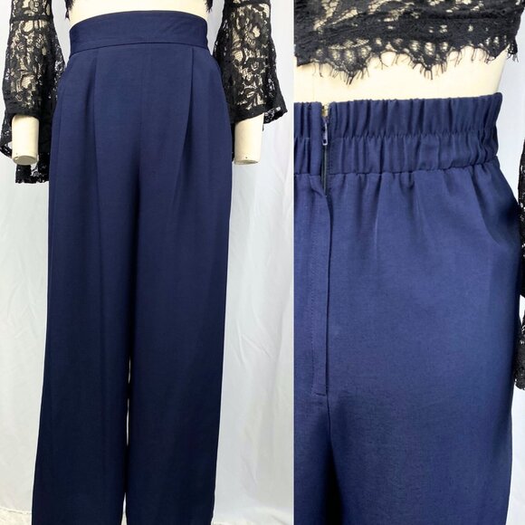 Vintage 90s Joseph Ribkoff midnight navy high-waisted trousers small medium - Picture 1 of 5